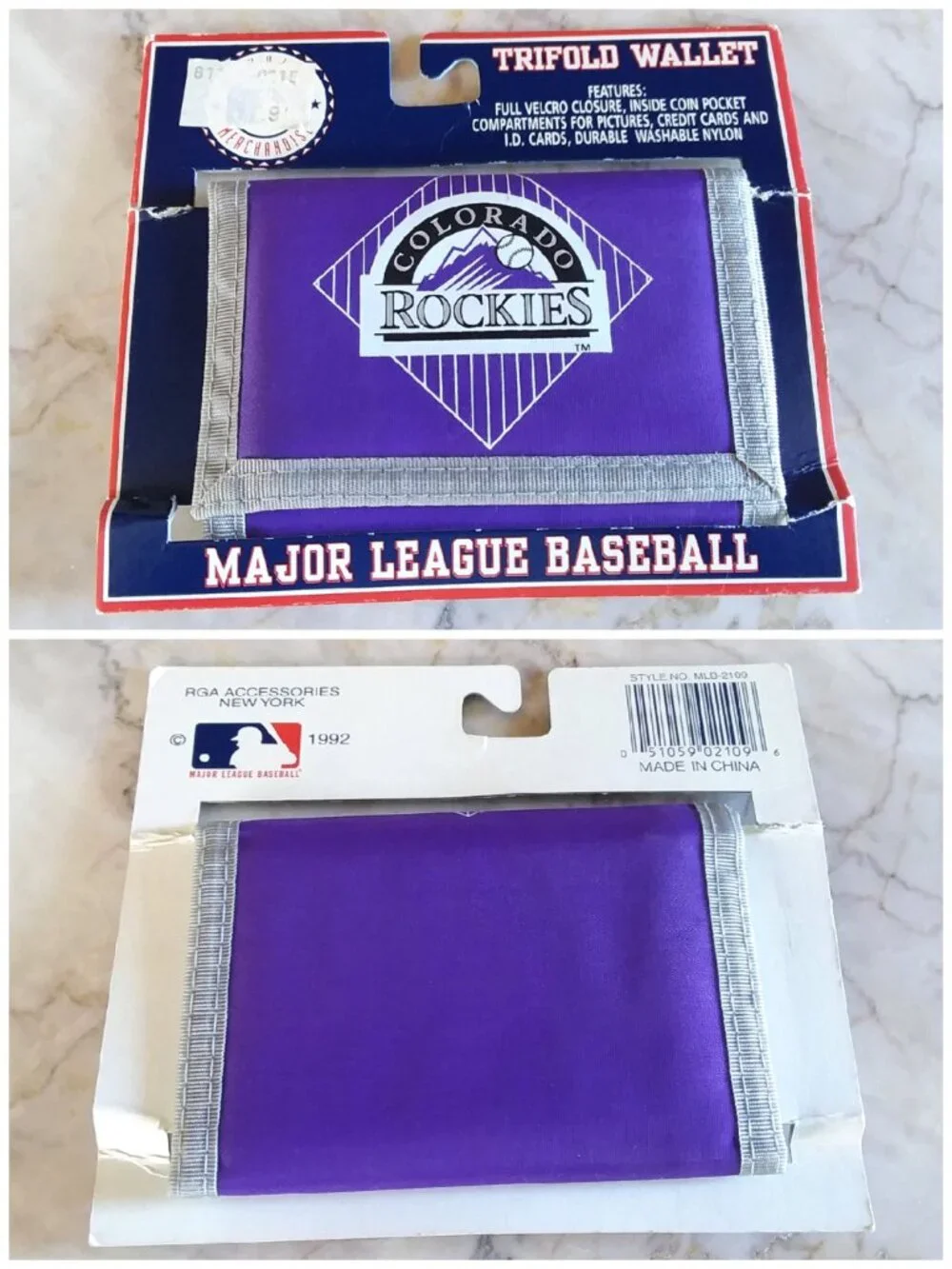 Colorado Rockies Purple Tri-fold Nylon Wallet 1992 Like New, Vintage MLB